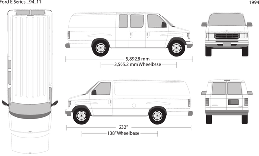 1994 Ford E Series Vector Wrap Template - GravBase
