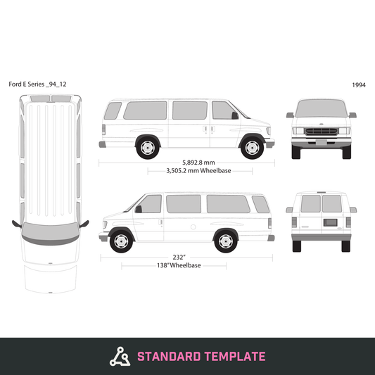 1994 Ford E Series vector wrap template V12, Design-Ready PDF - GravBase