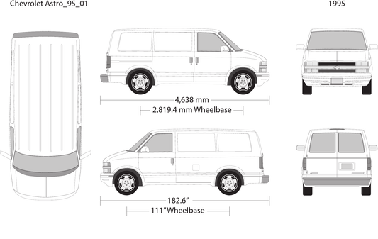 1995 Chevy Astro vector wrap template V01, Design-Ready PDF - GravBase
