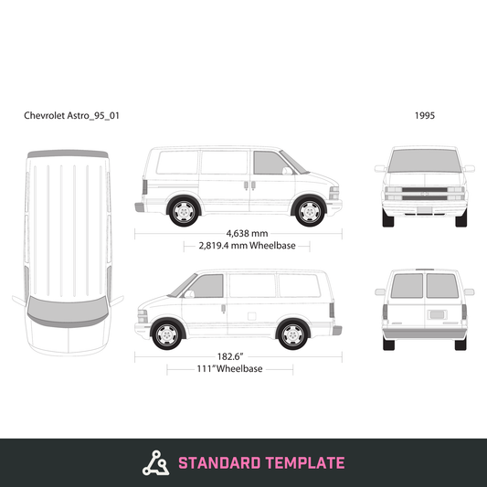 1995 Chevy Astro vector wrap template V01, Design-Ready PDF - GravBase