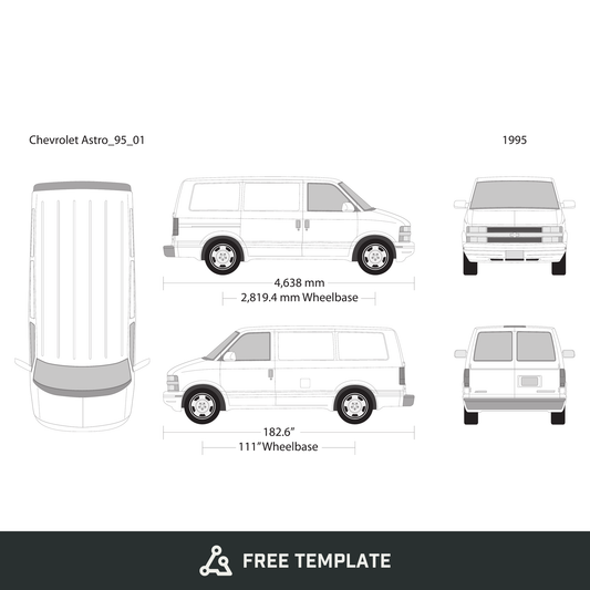1995 Chevy Astro free vector vehicle wrap template - GravBase