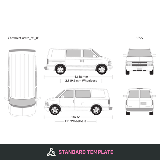 1995 Chevy Astro vector wrap template V03, Design-Ready PDF - GravBase