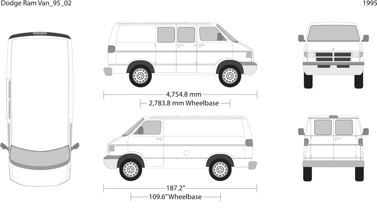1995 Dodge Ram Van Vector Wrap Template - GravBase