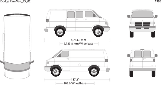 1995 Dodge Ram Van Vector Wrap Template - GravBase
