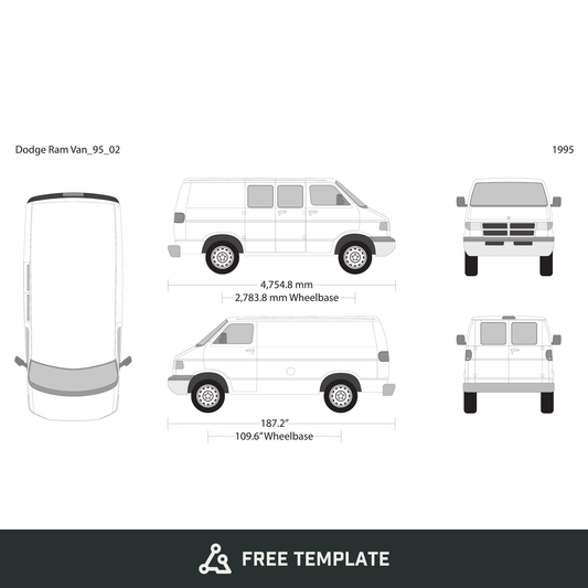 1995 Dodge Ram Van free vector vehicle wrap template - GravBase