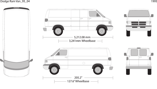 1995 Dodge Ram Van vector wrap template V04, Design-Ready PDF - GravBase