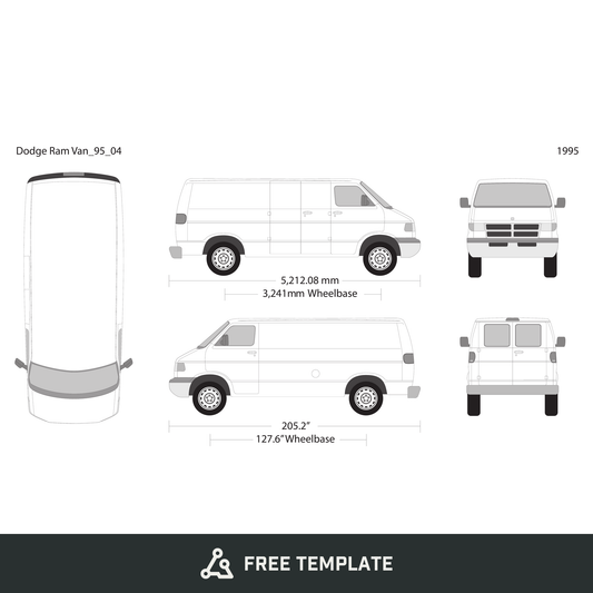 1995 Dodge Ram Van free vector vehicle wrap template - GravBase