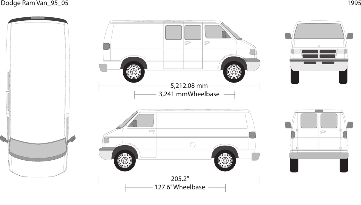 1995 Dodge Ram Van Vector Wrap Template - GravBase