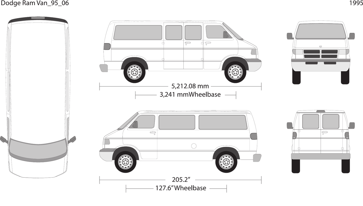 1995 Dodge Ram Van Vector Wrap Template - GravBase
