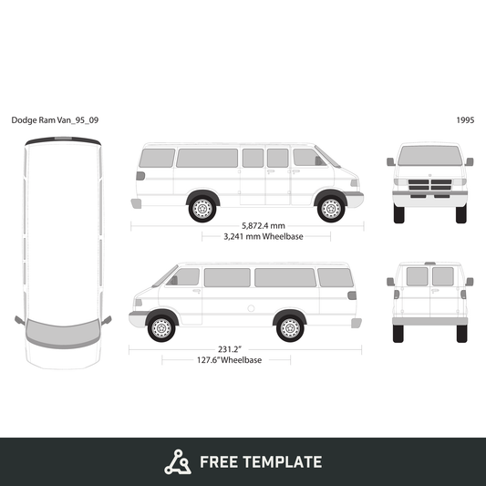 1995 Dodge Ram Van free vector vehicle wrap template - GravBase