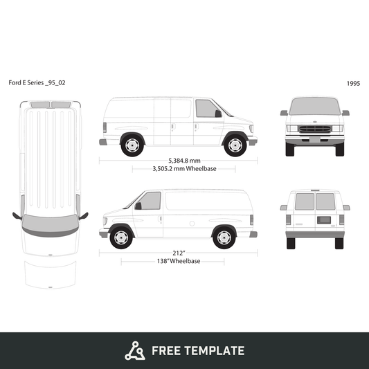 1995 Ford E Series free vector vehicle wrap template - GravBase