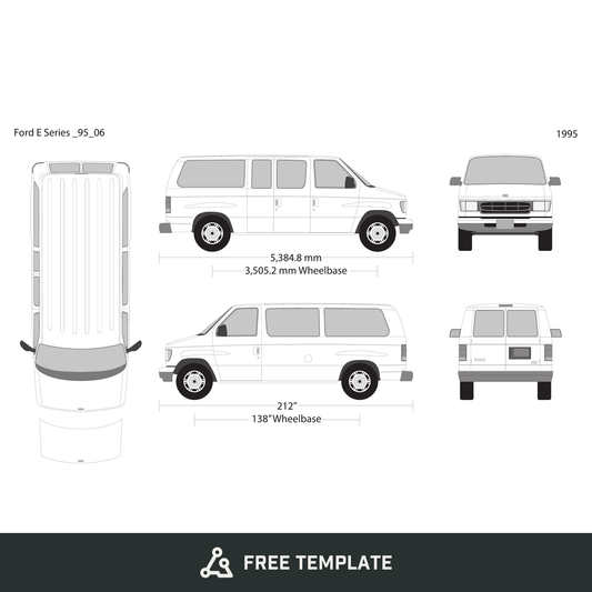 1995 Ford E Series free vector vehicle wrap template - GravBase