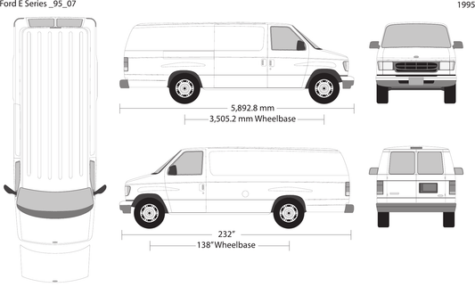 1995 Ford E Series vector wrap template V07, Design-Ready PDF - GravBase