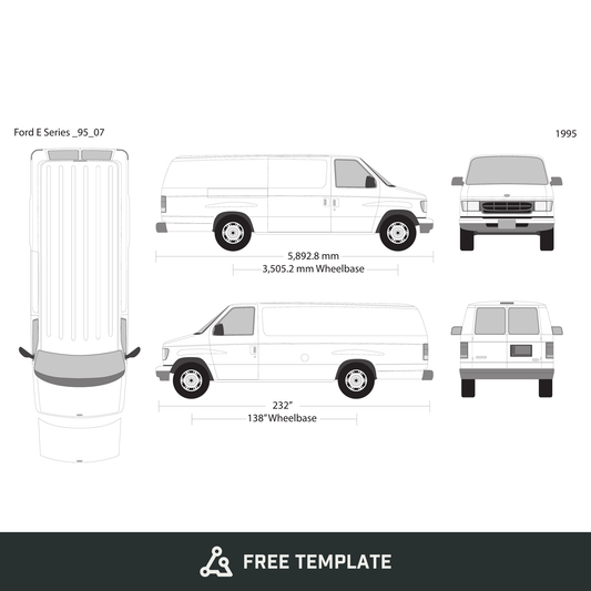 1995 Ford E Series free vector vehicle wrap template - GravBase