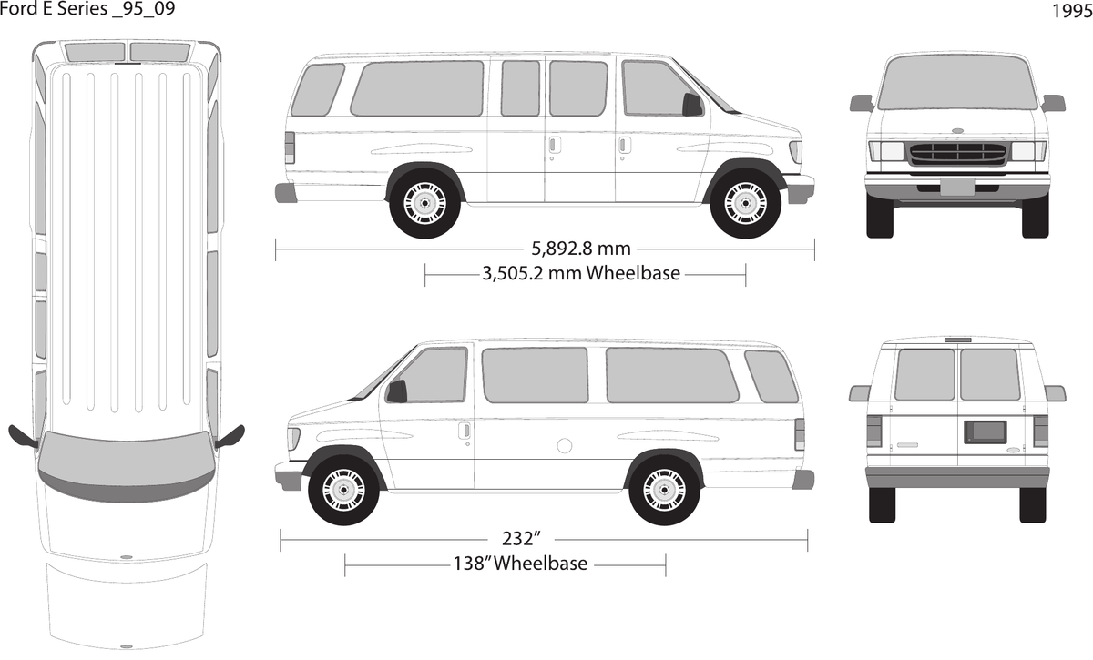 1995 Ford E Series Vector Wrap Template - GravBase