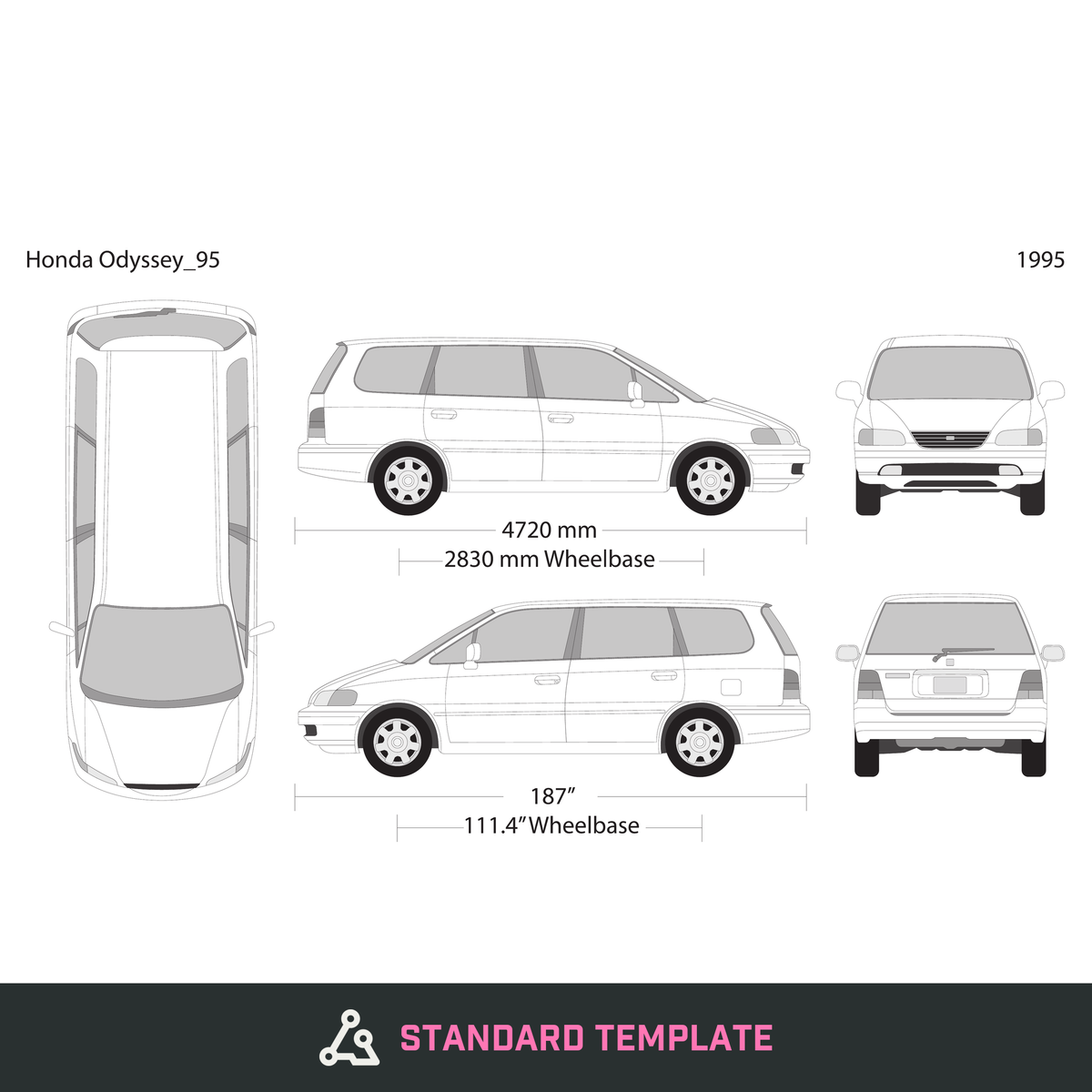 1995 Honda Odyssey vector wrap template, Design-Ready PDF - GravBase