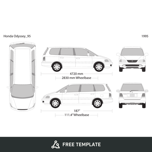1995 Honda Odyssey free vector vehicle wrap template - GravBase