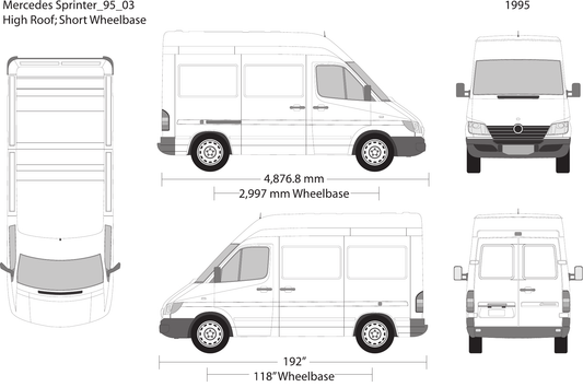 1995 Mercedes Sprinter vector wrap template V03, Design-Ready PDF - GravBase