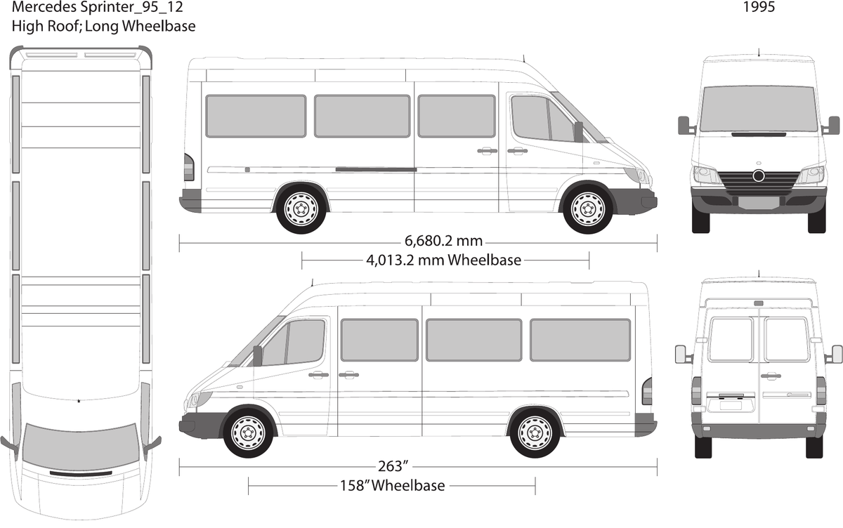 1995 Mercedes Sprinter vector wrap template V12, Design-Ready PDF - GravBase