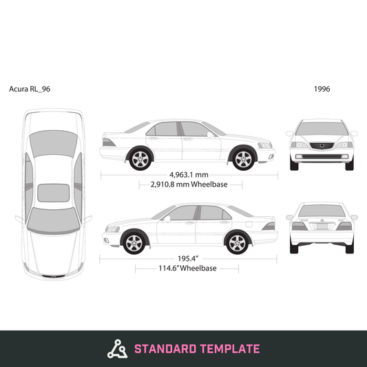 1996 Acura RL vector wrap template, Design-Ready PDF - GravBase
