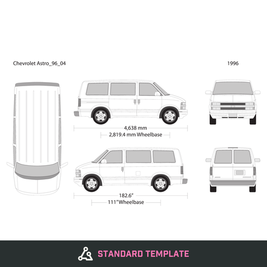 1996 Chevy Astro vector wrap template V04, Design-Ready PDF - GravBase