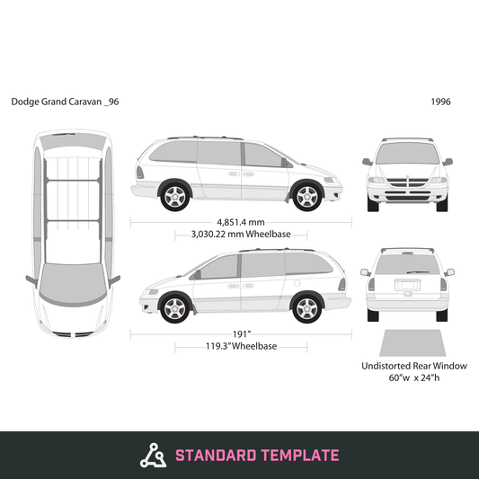 1996 Dodge Grand Caravan vector wrap template, Design-Ready PDF - GravBase