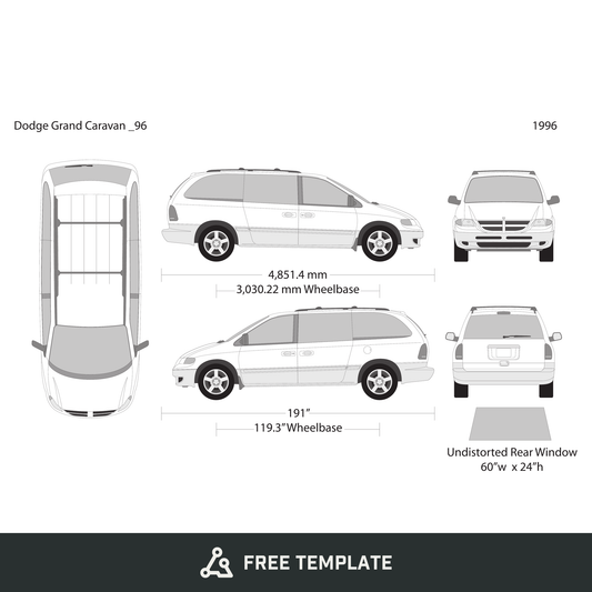 1996 Dodge Grand Caravan free vector vehicle wrap template - GravBase