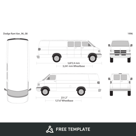 1996 Dodge Ram Van free vector vehicle wrap template - GravBase