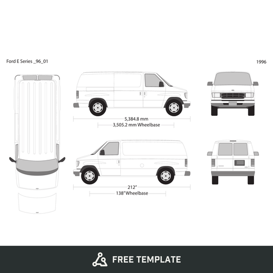 1996 Ford E Series free vector vehicle wrap template - GravBase