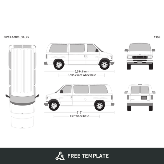 1996 Ford E Series free vector vehicle wrap template - GravBase