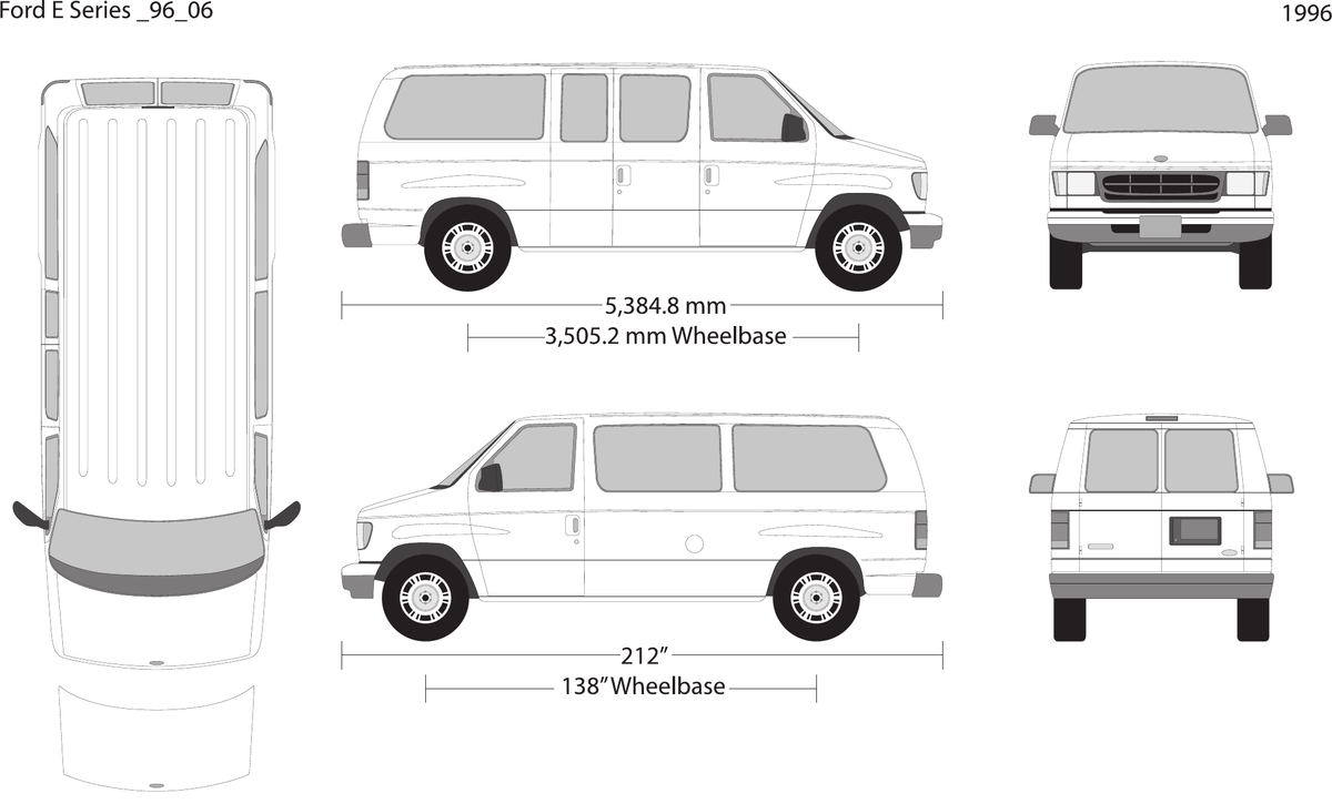 1996 Ford E Series Vector Wrap Template - GravBase