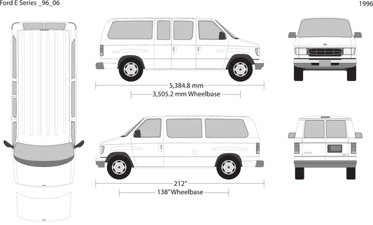 1996 Ford E Series Vector Wrap Template - GravBase