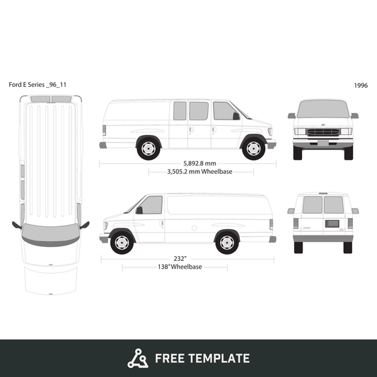 1996 Ford E Series free vector vehicle wrap template - GravBase