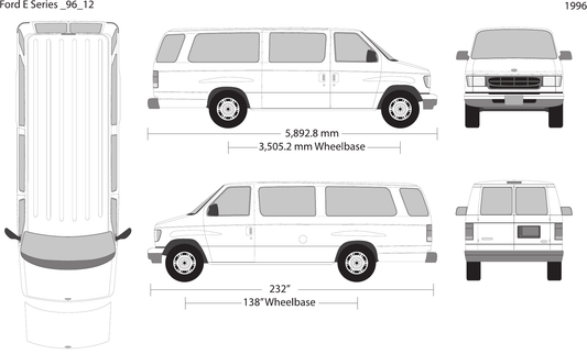 1996 Ford E Series vector wrap template V12, Design-Ready PDF - GravBase