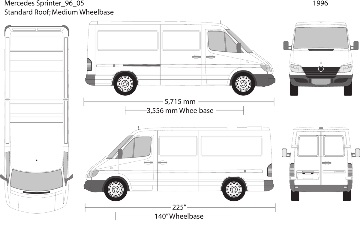 1996 Mercedes Sprinter Vector Wrap Template - GravBase