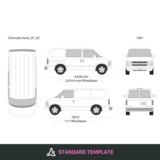 1997 Chevy Astro vector wrap template V02, Design-Ready PDF - GravBase