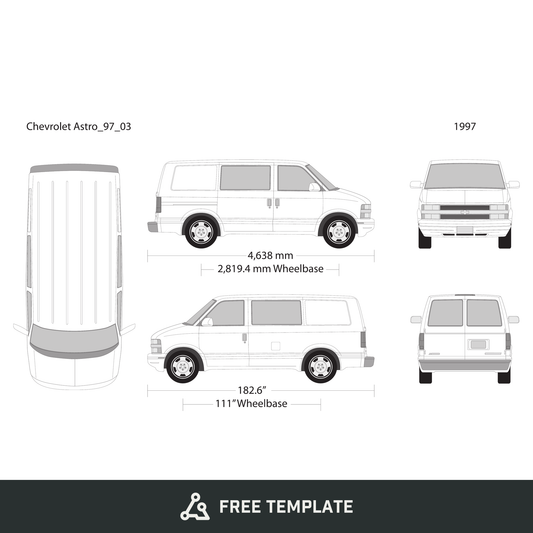 1997 Chevy Astro free vector vehicle wrap template - GravBase