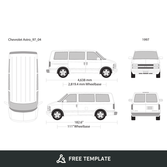 1997 Chevy Astro free vector vehicle wrap template - GravBase