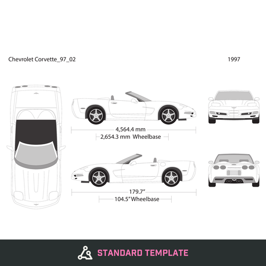 1997 Chevy Corvette vector wrap template, Design-Ready PDF - GravBase