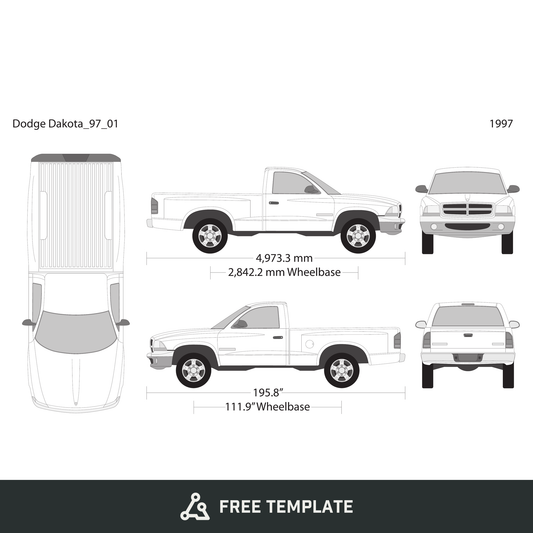 1997 Dodge Dakota free vector vehicle wrap template - GravBase