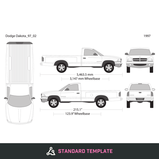 1997 Dodge Dakota vector wrap template V02, Design-Ready PDF - GravBase