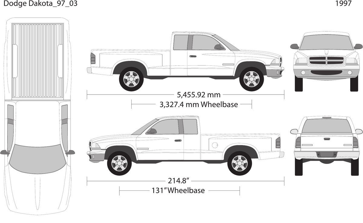 1997 Dodge Dakota vector wrap template V03, Design-Ready PDF - GravBase