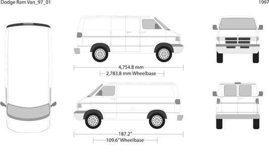 1997 Dodge Ram Van vector wrap template V01, Design-Ready PDF - GravBase
