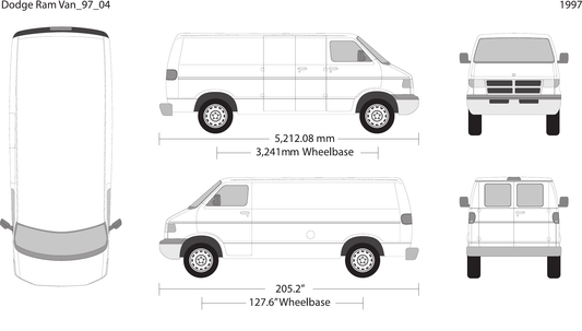 1997 Dodge Ram Van Vector Wrap Template - GravBase