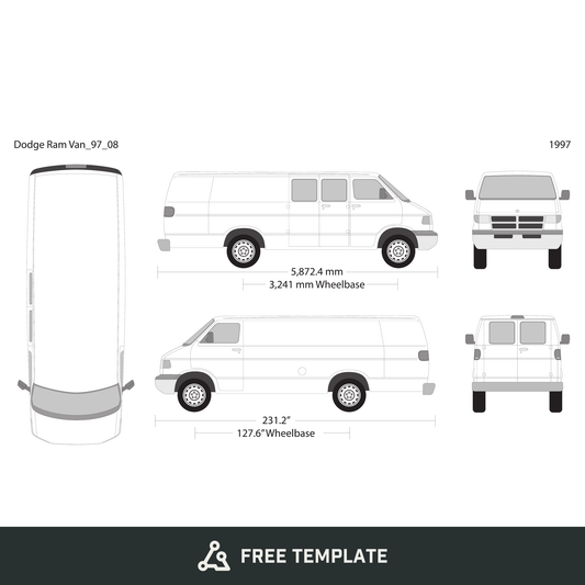 1997 Dodge Ram Van free vector vehicle wrap template - GravBase