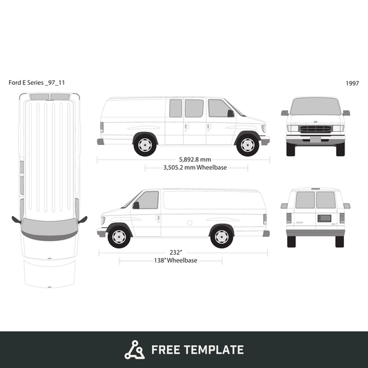 1997 Ford E Series free vector vehicle wrap template - GravBase
