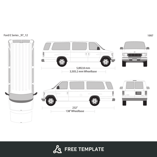 1997 Ford E Series free vector vehicle wrap template - GravBase