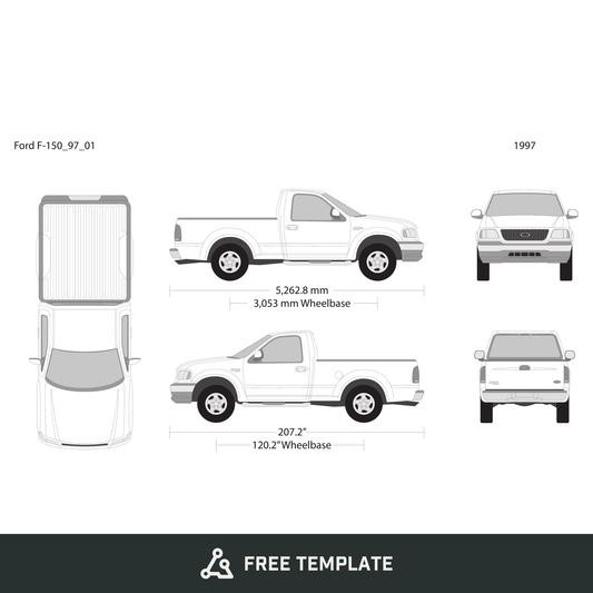 1997 Ford F-150 free vector vehicle wrap template - GravBase