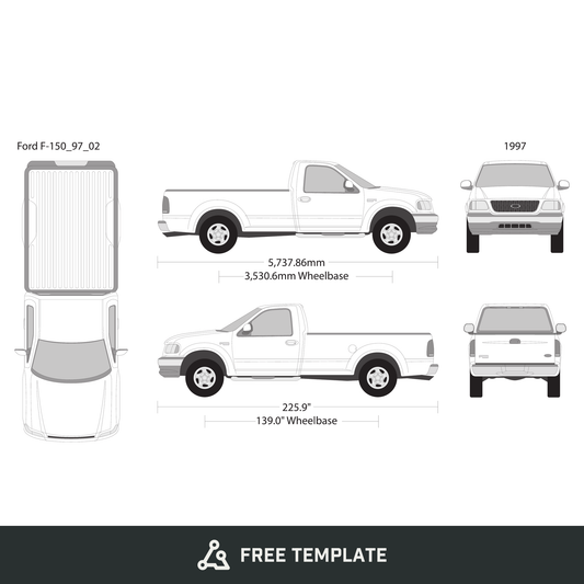 1997 Ford F-150 free vector vehicle wrap template - GravBase