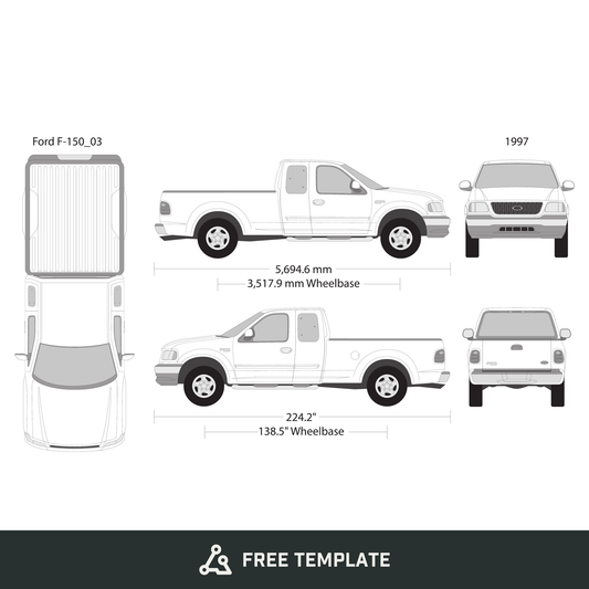 1997 Ford F-150 free vector vehicle wrap template - GravBase